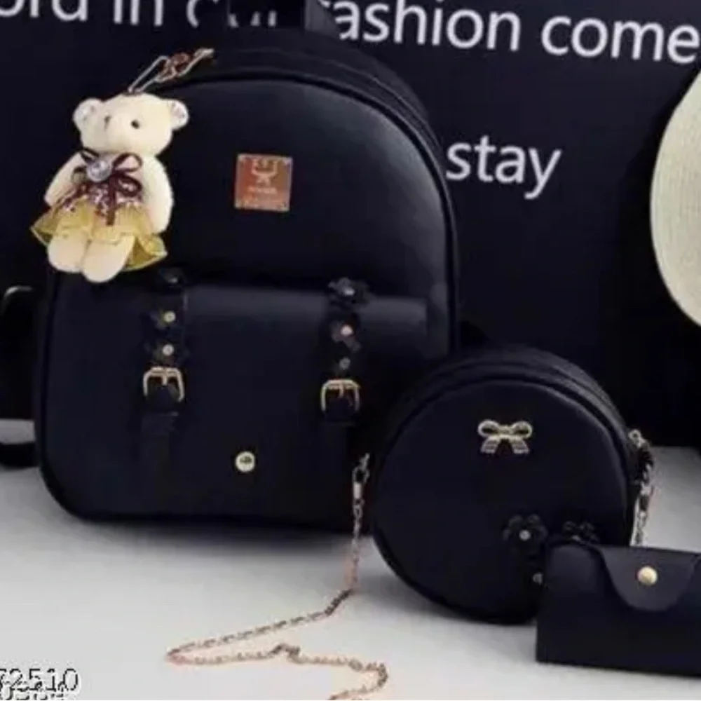 Elegant Black Backpack and Purse Set 4 pieces - Picture 1 of 5